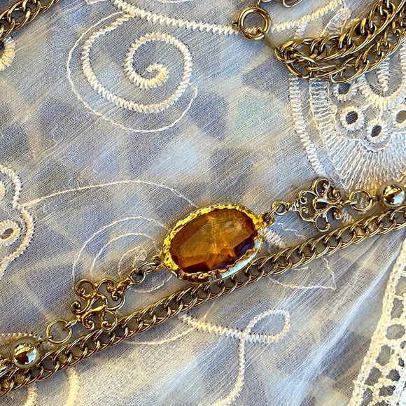 VTG 70’s 10k Solid Gold Chain & Amber Necklace - Picture 5 of 9